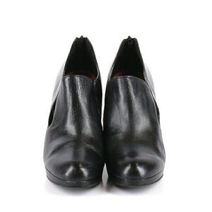 Nine West  ADDERLEY Black Leather Stiletto Ankle Booties Teardrop Cutout Sz 8.5